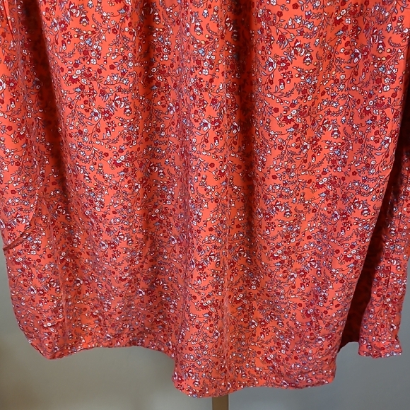 Old Navy Orange Red Floral Sundress with Bishop Sleeves Size Medium - Picture 7 of 11